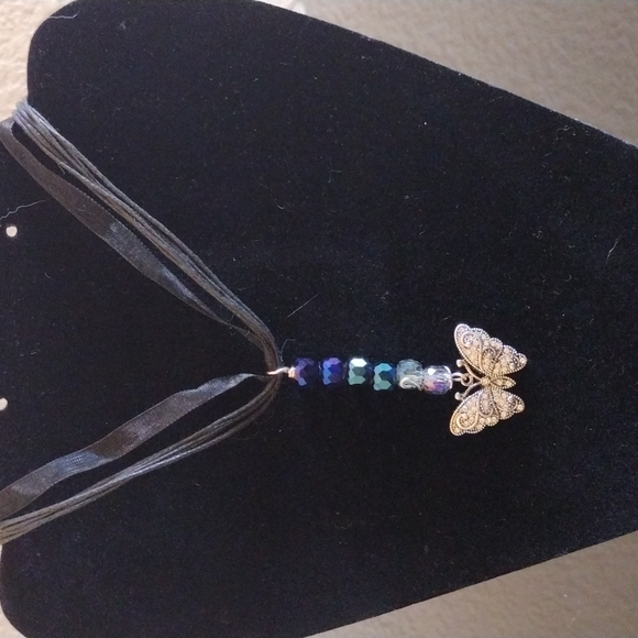 A & C creations Jewelry - Wire wrapped beads with butterfly pendant necklace